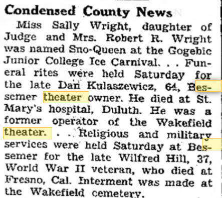 Bessemer Theater - Feb 10 1950 Owner Passes Away (newer photo)